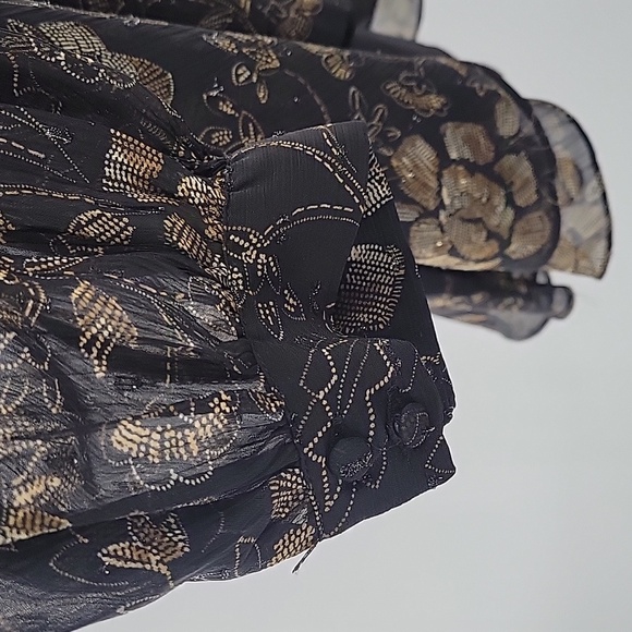 Floral Wrap Top - Black and Gold Shimmery - Picture 7 of 15